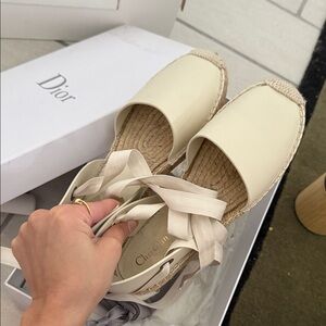 Dior Women's Cream Espadrilles with Ribbon lace up - nicely-d style